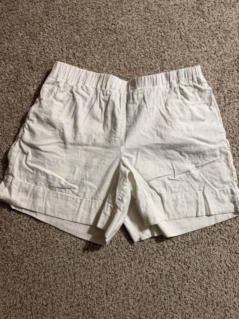 Zac & Rachel Cream Elastic Waist Linen-Blend Shorts